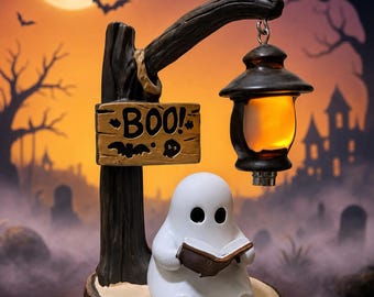 Halloween Geist Nachtlicht, süße Lese Geist Lampe, gruseliges Halloween Dekor, Gothic Dekoration