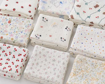 Doppel Gaze Baumwollstoff lose Ware, Floral Musselin Baby Nähen Quilten Handwerk