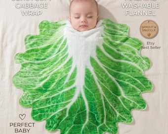 Kohlblatt Decke, Lustige Gemüse Decke, Weiche Flanell Fleece Decke, Gemütliche Grüne Couch Decke, Einzigartiges Geschenk für Pflanzenliebhaber