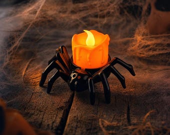 Halloween Spinne Kerzenhalter Set, Gothic Wohndekor, Spinne Teelichthalter, Gruseliger Mantel Display, Halloween Party Dekor