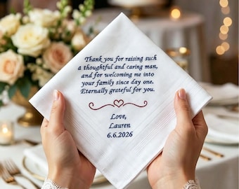 Personalised Wedding Handkerchief, Custom Embroidered Hanky, Gift for Bride's Dad
