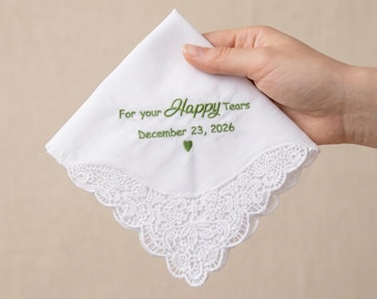 Personalized  Wedding Handkerchief, Custom Embroidered Gift for Bride & Parents