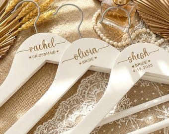 Personalized Wooden Wedding Hangers | Engraved Bride, Bridesmaid, Maid of Honour Gifts
