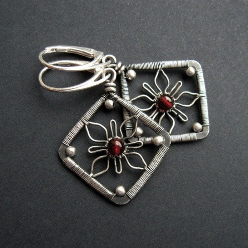 Flower Squares Earrings Wire Wrapping Jewelry Making Lesson Etsy