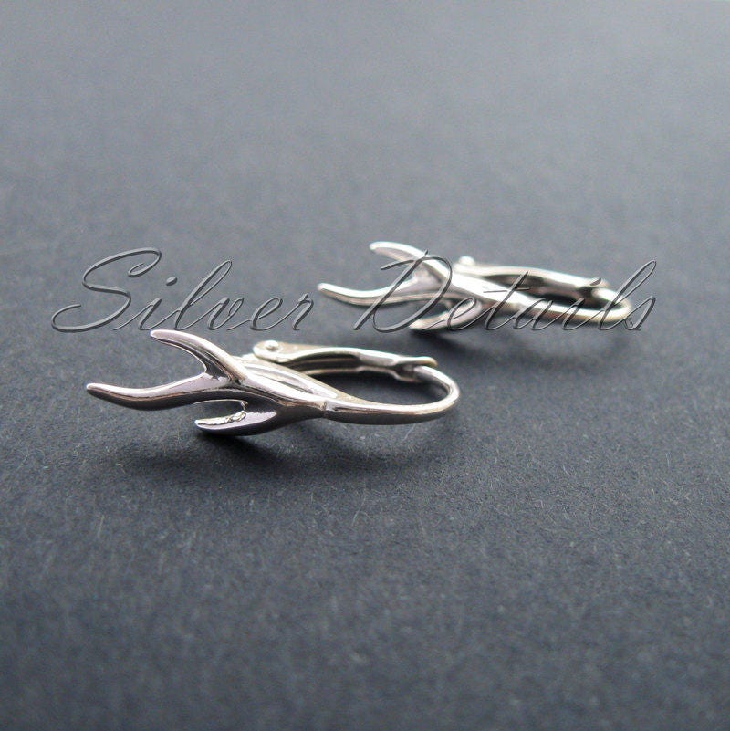 Unique Sterling Silver Lever backs Vine with Pinch Bail for Crystals …