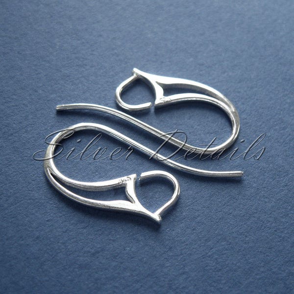 Sterling Silver Modern French Earwire Hook  925 earring finding reference code F98S