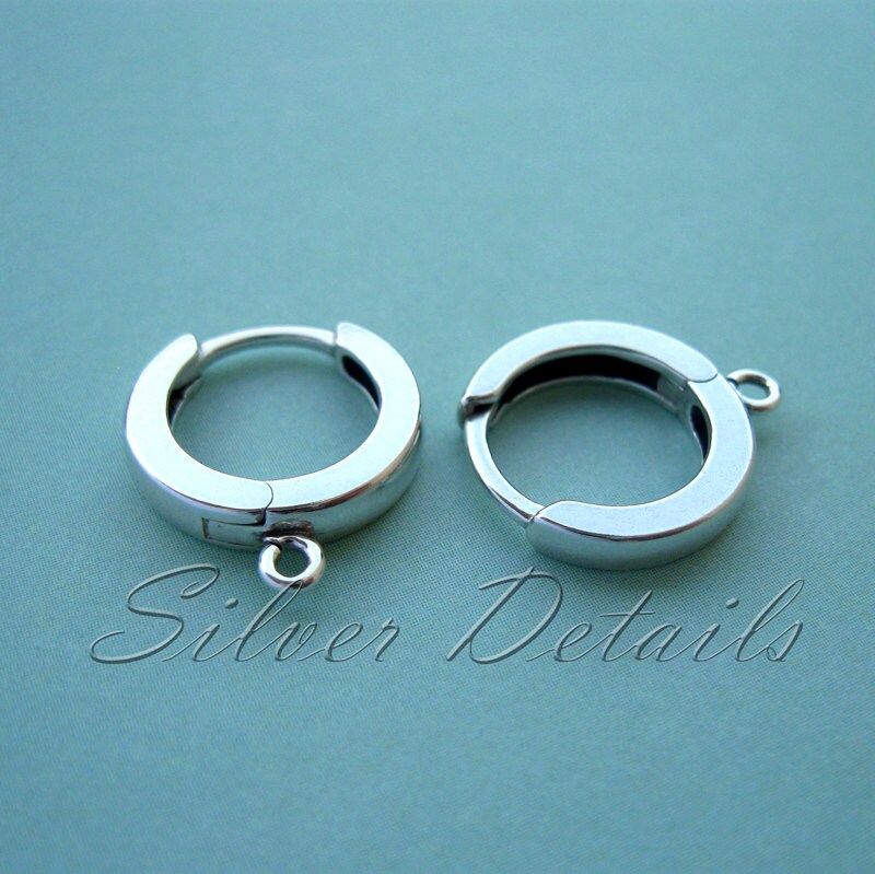 European huggie latch back Hoops lever-backs 14mm Sterling Silver Sma…