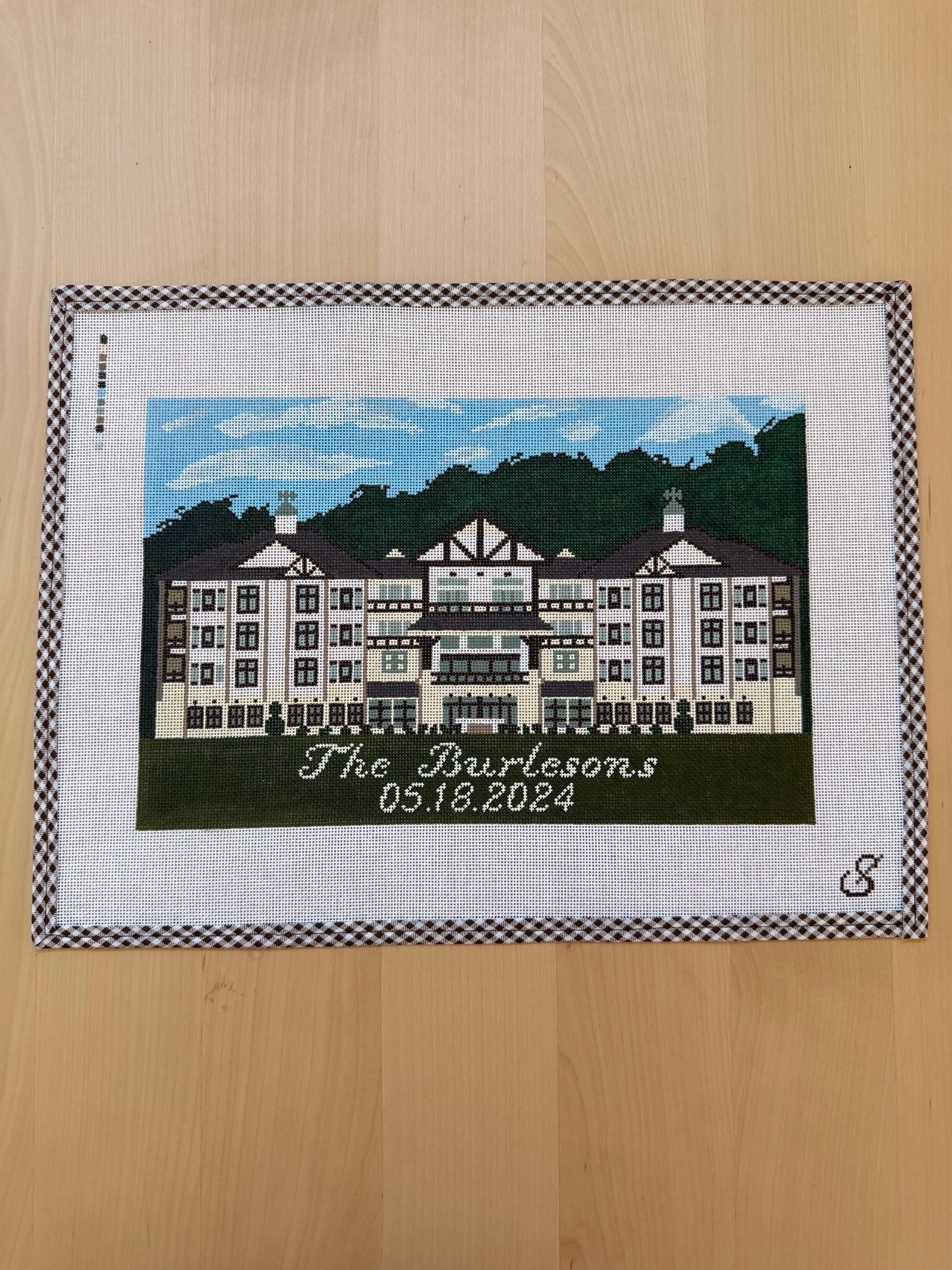 Custom “My Wedding Venue” Canvas hand-painted needlepoint canvas