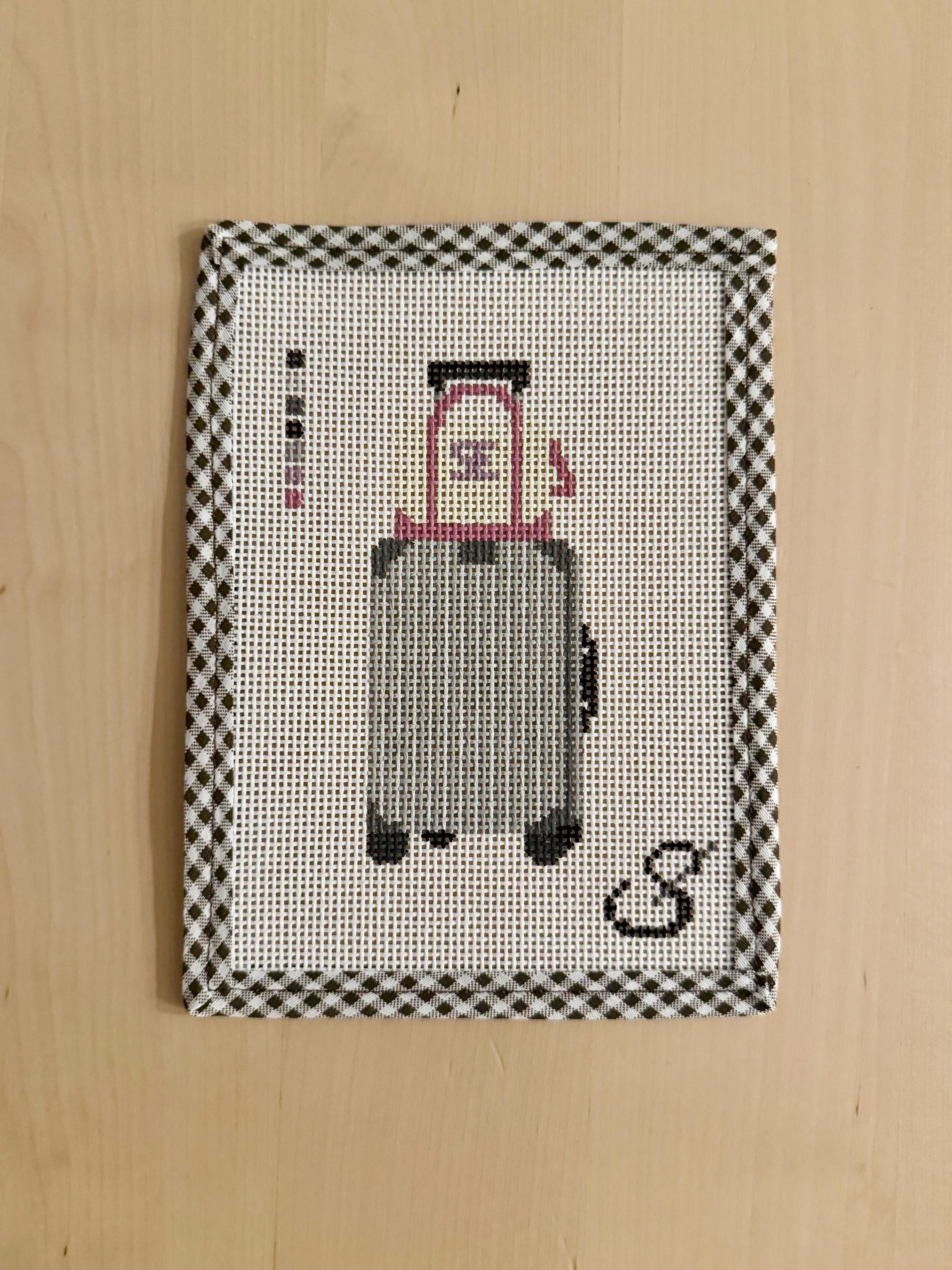 Custom “My Luggage & Needlepoint Bag” Canvas hand-painted needlepoint canvas
