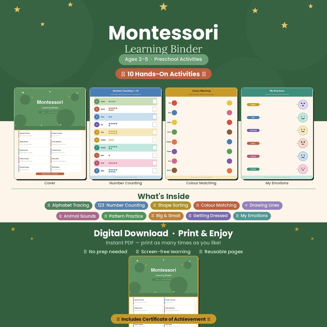 Montessori Learning Binder Printable | Toddler Preschool Activities ...