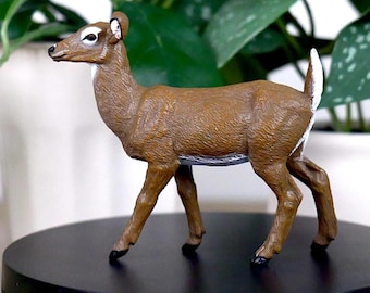 White-Tailed Deer Figurine - Realistic Hand Painted Doe Figure - Woodland Animals - Crafts, Dioramas, School Projects, and Displays