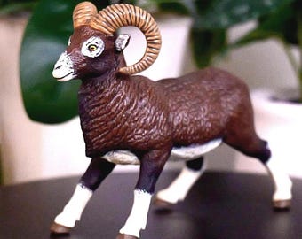 Bighorn Sheep Figurine - Small Hand Painted Rocky Mountain Sheep Figure - Crafts, Fairy Gardens, & Dioramas