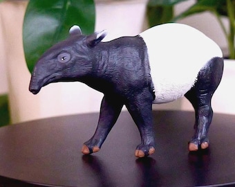Tapir Figure - Small Hand Painted Safari Animal Figurine - Crafts, Dioramas, Fairy Garden, Terrariums, & Displays