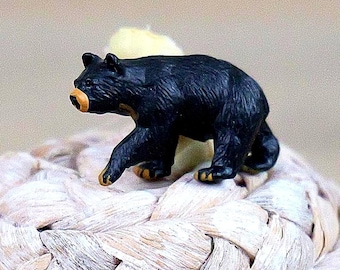 Miniature Black Bear Figurine - Tiny Woodland Animal Figure - Crafts, Dollhouse Minis, & Dioramas