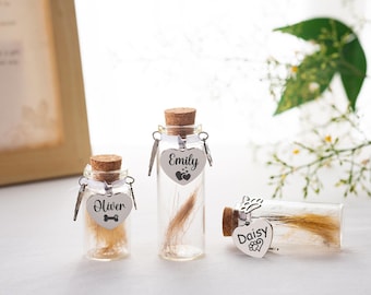 Personalized Pet Memorial Urn,Custom Pet Fur Memorial Jar,Personalized Dog Rememberance Gift,Pet Keepsake Jar for Lock of Hair or Ashes