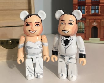 Bride and Groom custom Bearbrick 100% (7cm) by Annatar | Anniversary | Luxury wedding gift for him | couple painting