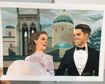 Acrylic painting on canvas 20X30 cm | Luxury gift for him for her | Wedding gift | Anniversary | Wedding painting couple portrait