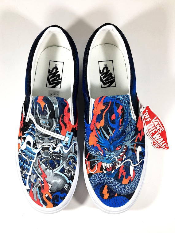 Excelente Reposición para agregar Dragon VS Samurai / Zapatillas vans pintadas a medida zapatos - Etsy España