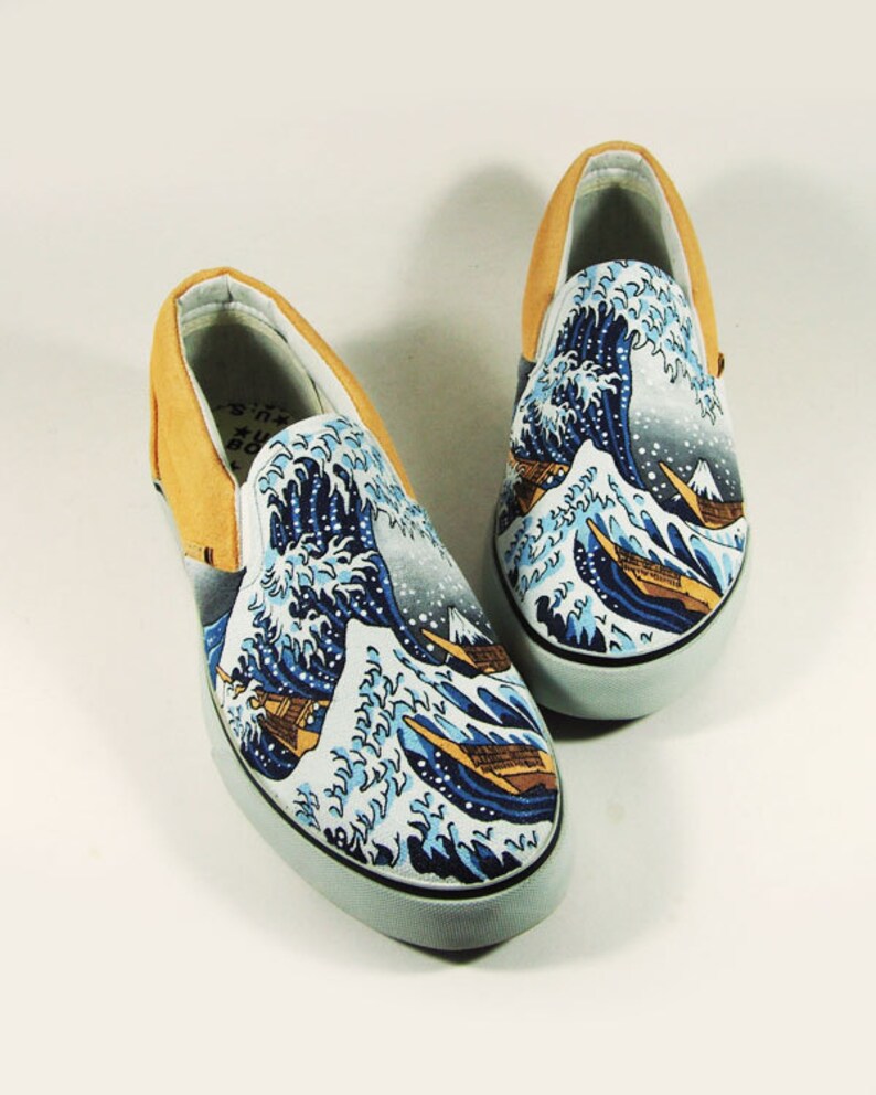 The Great Wave custom painted slip ons. custom shoes Etsy