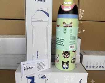 Owala FreeSip 947 ml vattenflaska | Isolerad vattenflaska i rostfritt stål med katttryck och sugrör