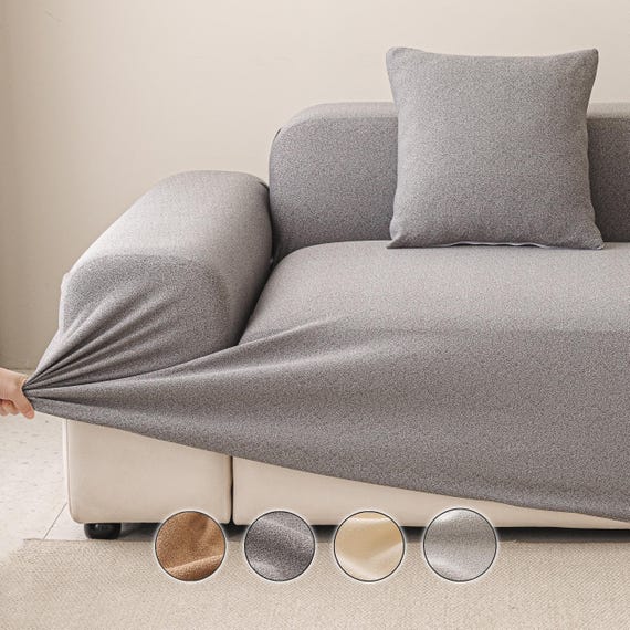 Cozy Teddy L Shape Sofa Cover, Boucle Couch Slipcover, Water-Resistant Protector, Washable Fluffy Skin