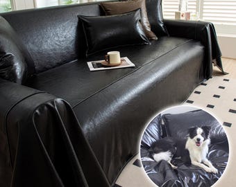 防水フェイクレザーソファカバー、傷防止ペット家具プロテクター