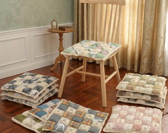 パッチワークレースチェアクッション、素朴なファームハウスシートパッド、滑り止めダイニングピロー