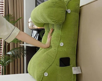 Wedge Reading Pillow, Corduroy Bed Backrest, Adjustable Neck Roll Cushion, Lumbar Support