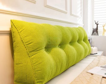 大型ウェッジ型読書用枕、コーデュロイ製ベッド背もたれ、寮用ボディクッション、カバー取り外し可能