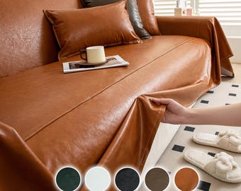 ヴィンテージフェイクレザーソファプロテクター、傷防止ペットプルーフソファカバー