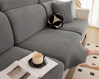 Minimalist Chenille Cushion Cover, Elasticized Sofa Slipcover, Anti-Pilling Wrap