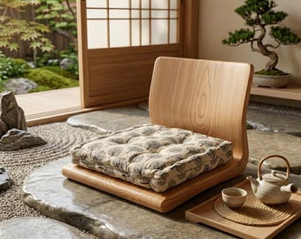 禅ツリープリントコットンクッション、厚手畳フロアピロー、瞑想シートパッド