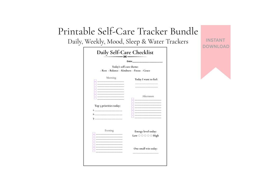 Printable Self Care Tracker Bundle | Daily, Weekly, Mood, Sleep & Water ...