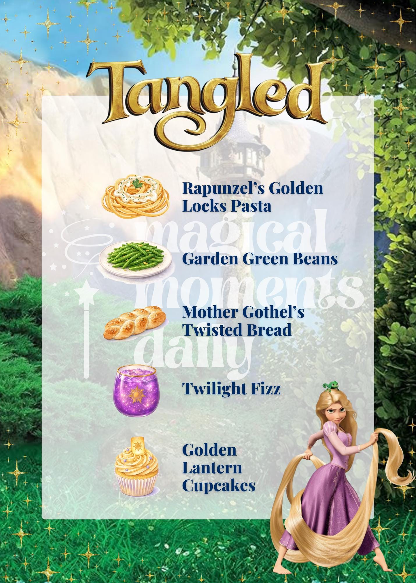 Tangled | Themed Menu + Toddler Version - Etsy
