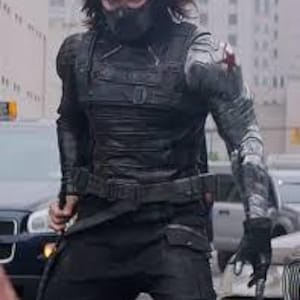 Bucky Barnes Winter Soldier Leather Jacket | Captain America Inspired Black Motorcycle Jacket | Men’s Cosplay Costume Vest