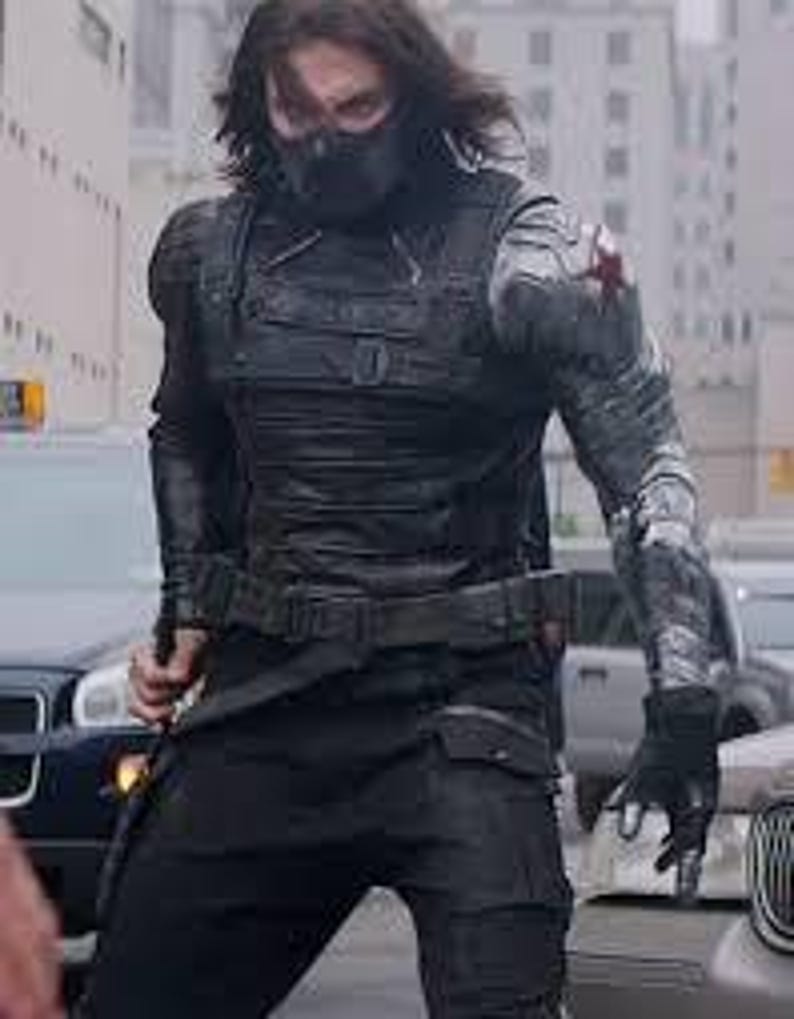 Bucky Barnes Winter Soldier Leather Jacket | Captain America Inspired Black Motorcycle Jacket | Men’s Cosplay Costume Vest