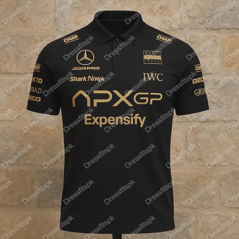 APXG F1 Racing Team Polo Shirt Black Gold | Motorsport Crew Uniform ...