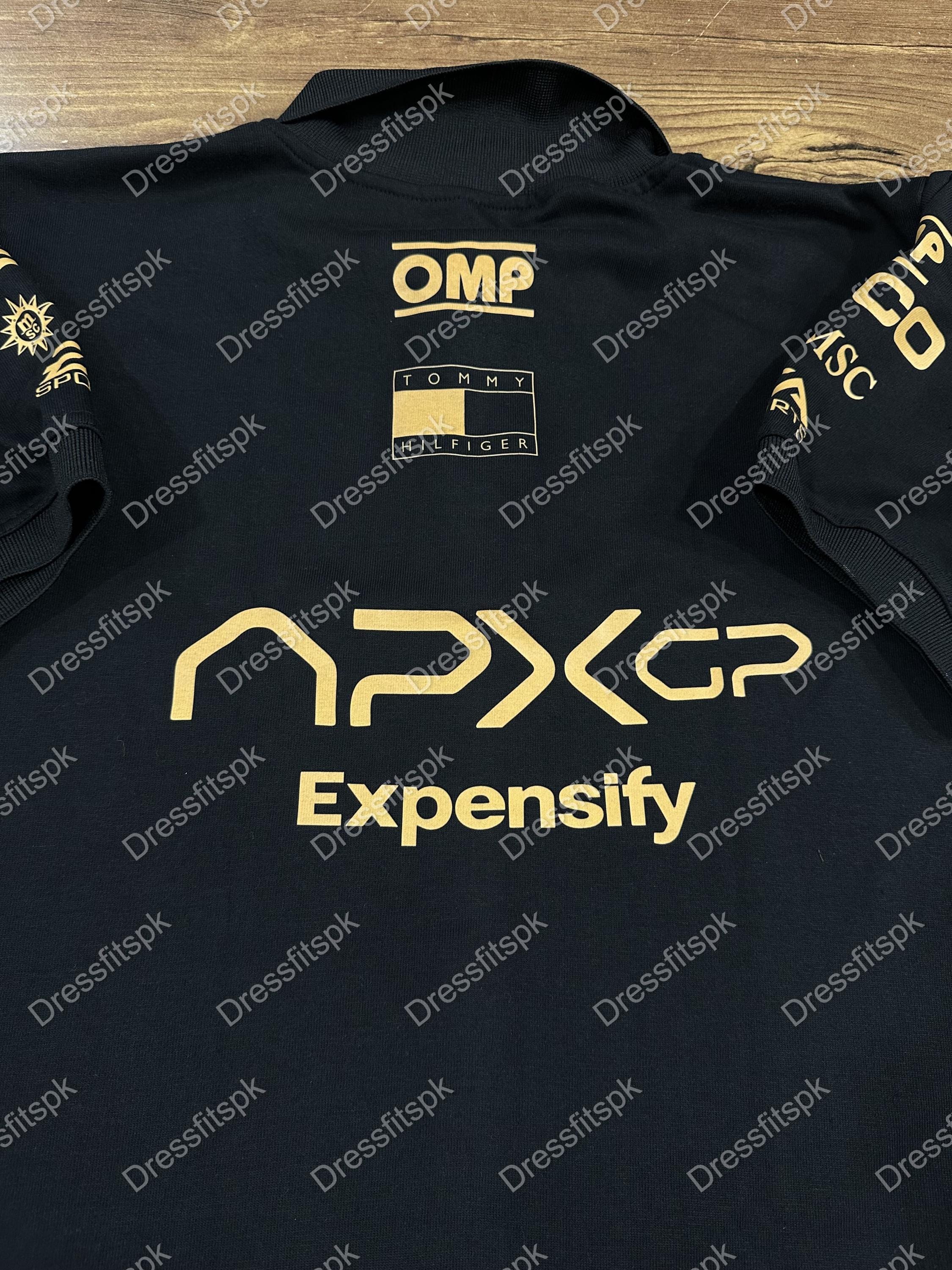 APXG F1 Racing Team Polo Shirt Black Gold | Motorsport Crew Uniform ...