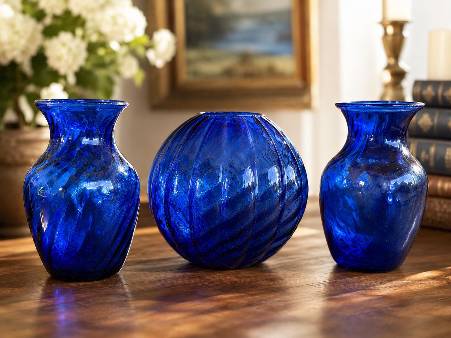 Vintage Blue Glass Vase - Etsy