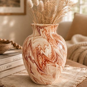 Handgefertigte Montana Marmorierte Studio Keramik Vase | Signiert Ella Arthur | Swirl Keramik Kunst Vase | Beograd MT
