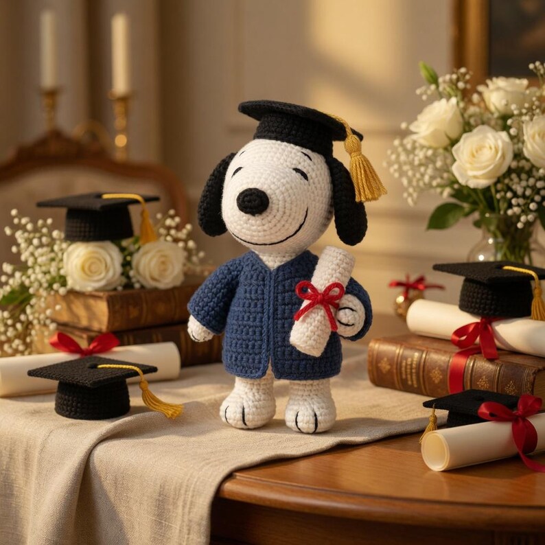 Snoopy Graduation Amigurumi Doll, Class of 2026 Keepsake, Handmade ...