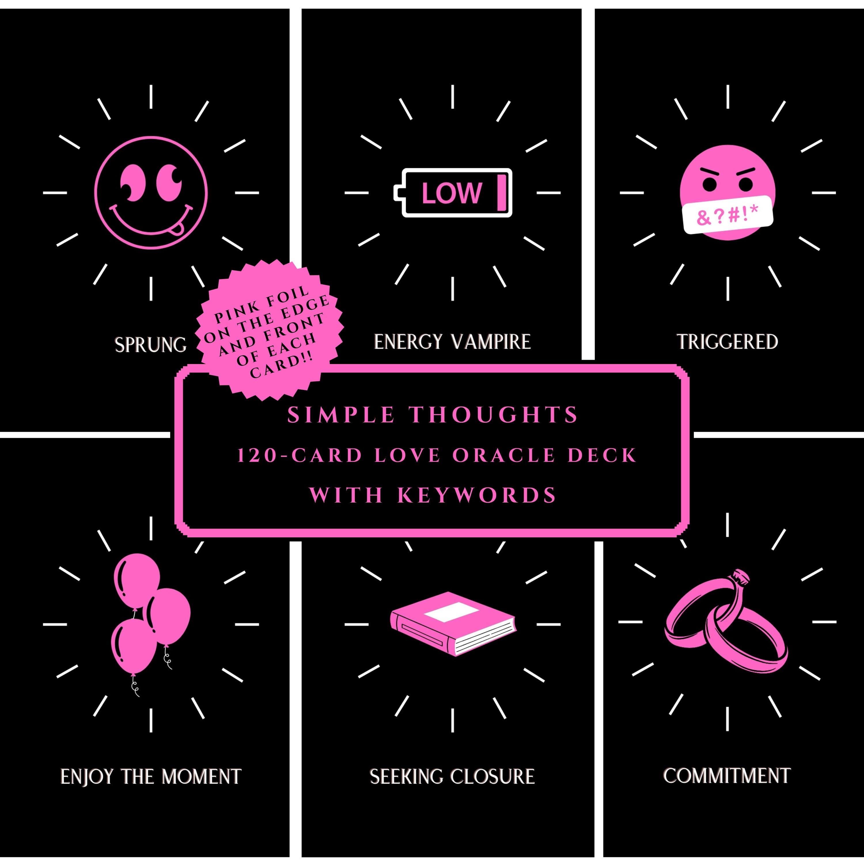 NEW! Simple Thoughts Love Oracle Deck | 120 Cards | Pocket Size | Pink ...