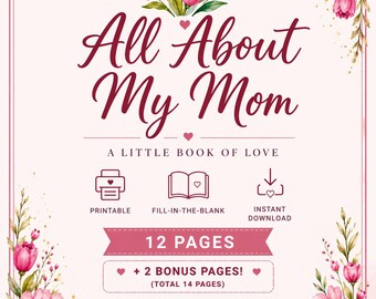Alles über meine Mama Fill-in-the-Blank Buch - Muttertag Erinnerungsaktivität (Instant Download)