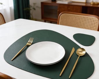 Set de table en similicuir moderne avec sous-verres, sets de table minimalistes, décoration de table à manger élégante