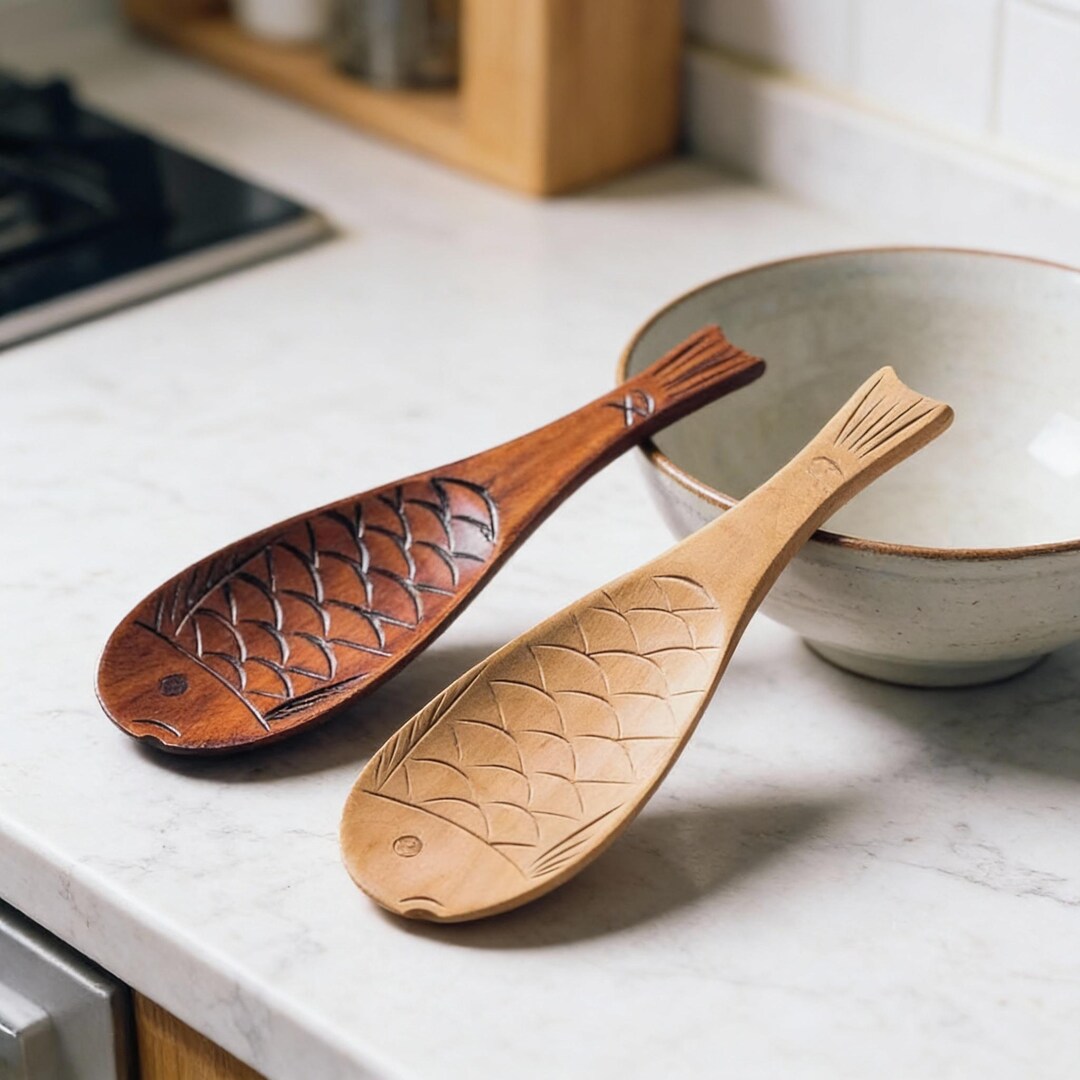 Fish Shaped Wooden Rice Spoon – Japanese Style Kitchen Utensil - Etsy