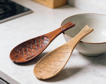 Cucchiaio per riso in legno a forma di pesce – Utensile da cucina in stile giapponese