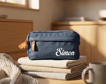 Neceser de lona personalizado para hombre, neceser con nombre, bolsa de viaje personalizada, regalo para padrinos de boda, regalo para el Día del Padre, regalo de San Valentín