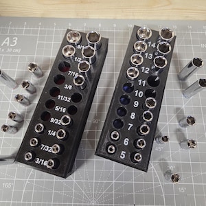 Socket Organizer for QUINN 1/4 in. Drive Chrome Sockets Deep and Shallow