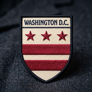 Washington DC Flag Shield Embroidered Patch Iron On Capital City Travel Souvenir Badge