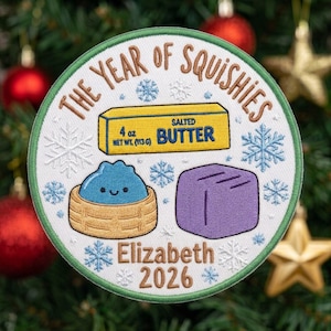 Personalized Squishy Embroidered Patch, The Year of Squishies 2026, Custom Name Fidget Toy Collector Gift